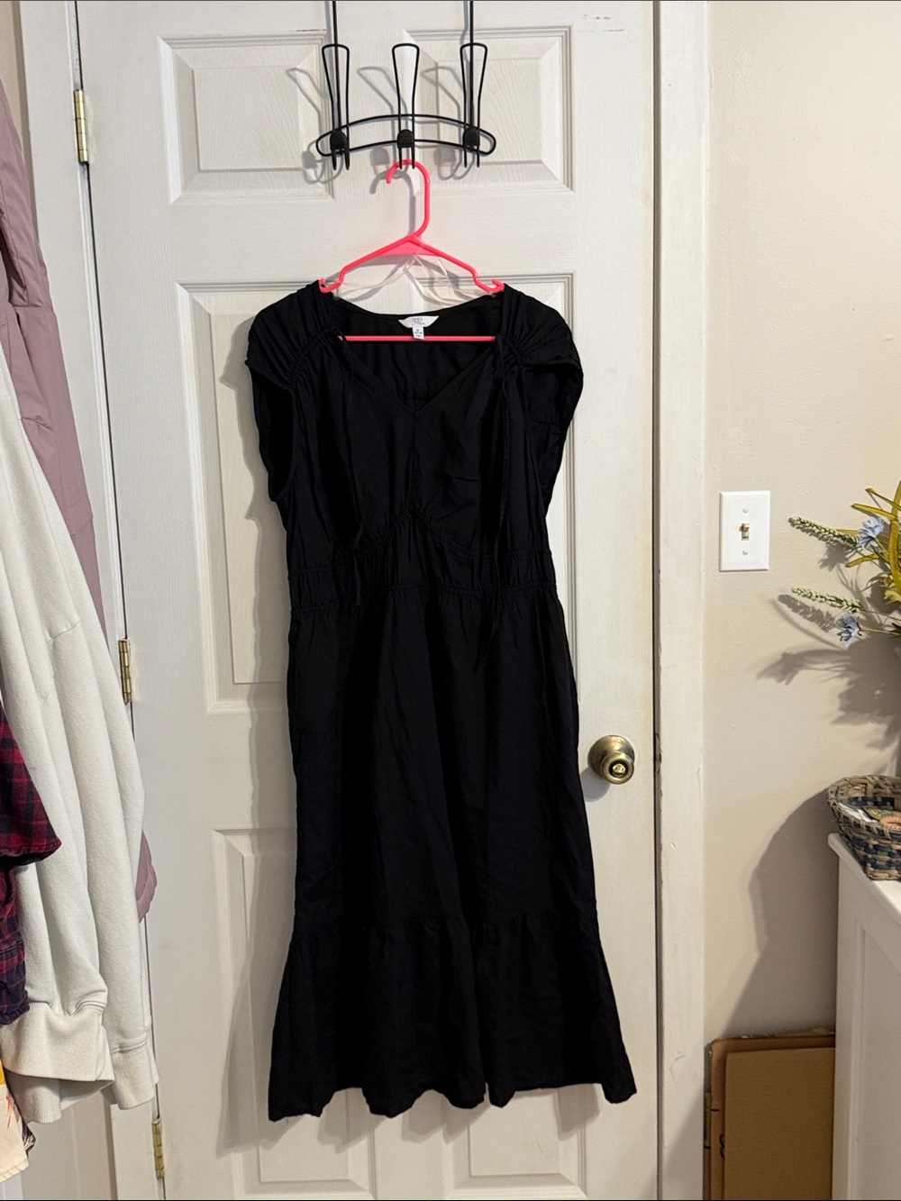 Time and Tru Black Maxi Dress with Cap Sleeves